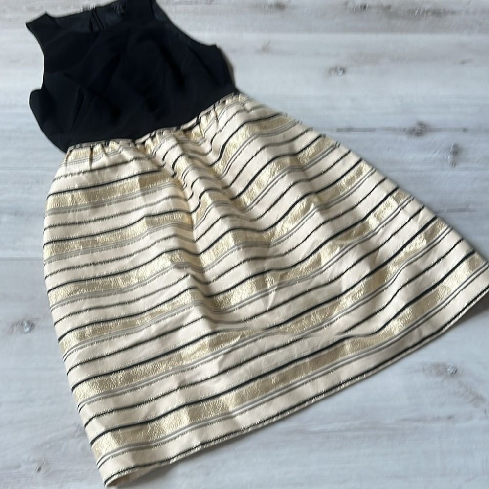 J.Crew Cocktail Dress Black Gold Striped Silk Blend Size 2 NWOT - Picture 2 of 4